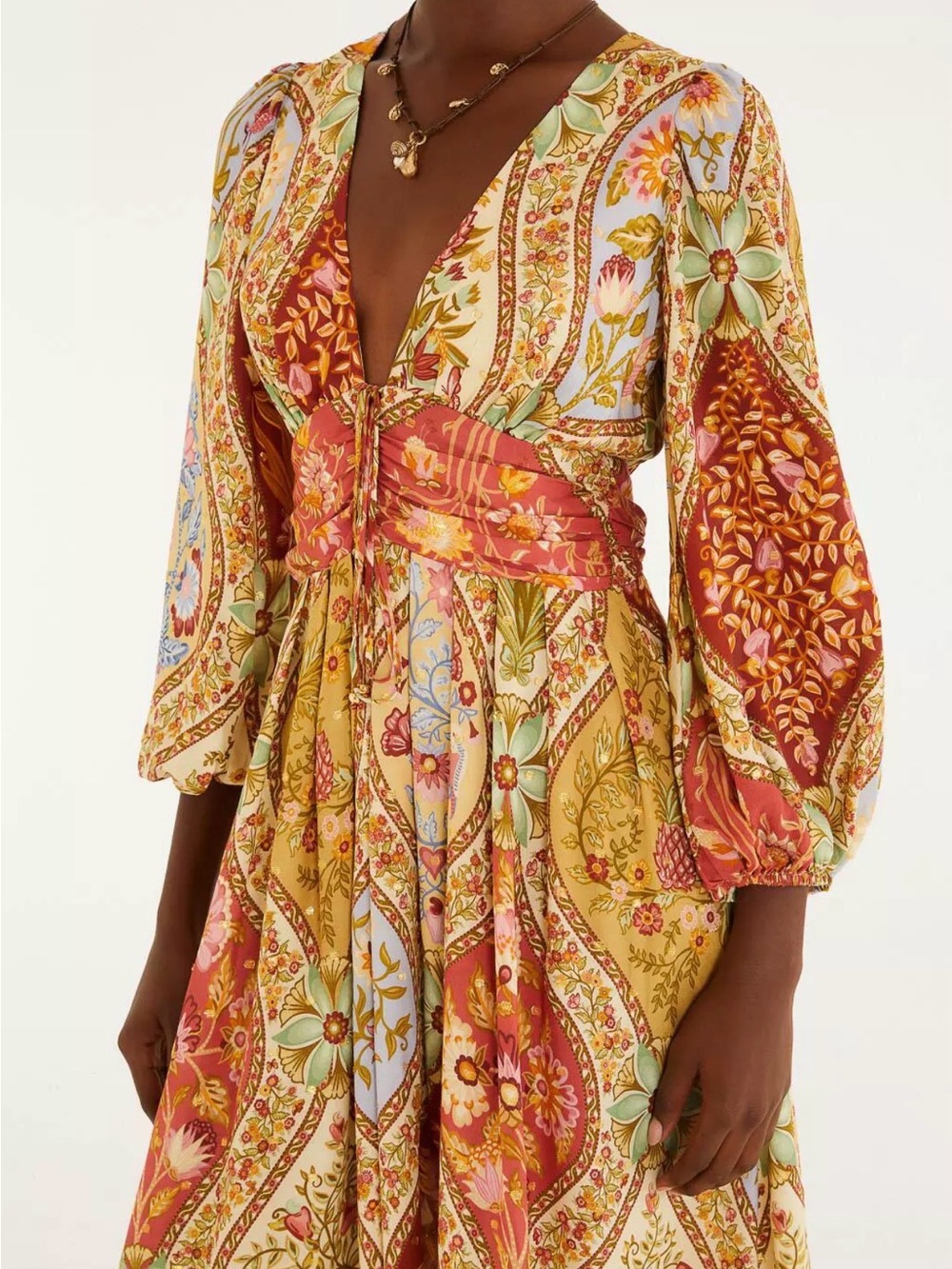 FARM Rio Whimsical Paisley Floral V-Neck Maxi Dress - Picture 1 of 5